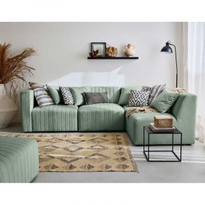 Lisa Design - Nova - canapé modulable d'angle droit - 5 places - en velours - bleu