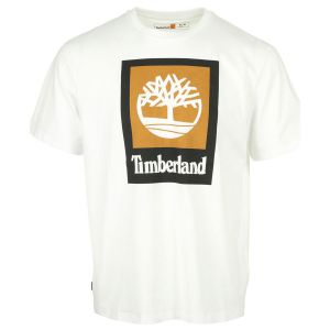Timberland T-shirt stack logo colored blanc