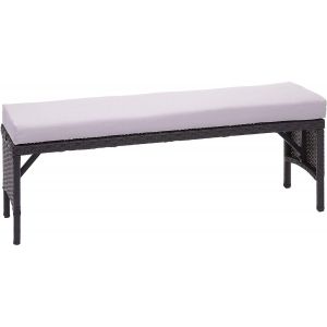 Décoshop26 Banc de jardin banquette en polyrotin noir et coussin gris clair 112 cm - noir