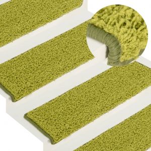 VidaXL Tapis d'escalier 15 pcs 65x25 cm Vert - Vert
