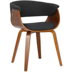 CLP Chaise de Salle à Manger Bruce - Noir - Noyer - Bois - Tissu - Design Contemporain