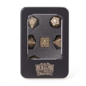 Epic Forge Lot 7 d&eacute;s m&eacute;tal 16mm (Boite m&eacute;tal) - Interlace Gold