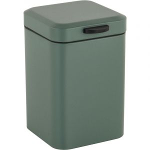 Relaxdays Poubelle murale pour cosm&eacute;tiques, 3 l, fermeture automatique, seau int&eacute;rieur amovible, poubelle de salle de bain, acier inoxydable, vert fonc&eacute;