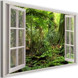 Image de Tableau imprimé sur toile Cadre Image Art moderne Canevas Fenetre Foret tropicale 120x80