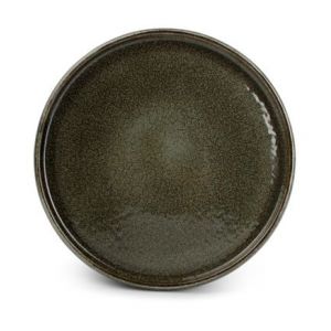 Image de Assiette plate ronde Curvo en porcelaine marron-vert Ø27 cm