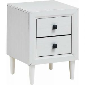 Giantex Table de Chevet, Table d'Appoint avec 2 Tiroirs, Table de Nuit avec Pieds en Bois d’Hévéa Massif, 40 cm x 39,5 cm x 55 cm, Blanc