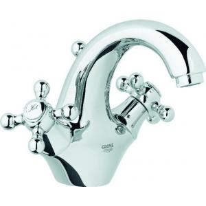 M&eacute;langeur de lavabo Sinfonia monotrou bec coul&eacute; fixe avec mousseur tirette et garniture de vidage