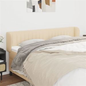 VidaXL Tête de Lit avec Oreilles Meuble de Chambre à Coucher Accessoire de Lit Double Tête de Cadre de Lit Intérieur Crème 203x23x78/88 cm Tissu