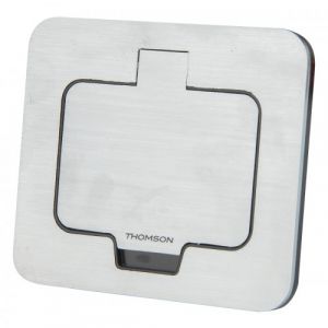 Thomson Prise simple &eacute;tanche IP55 - 16A - 2P+T - carr&eacute; - noir