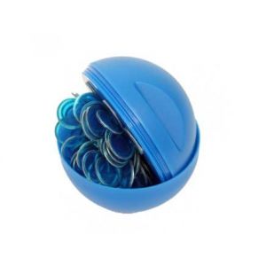 Boite Boule magnetique et 100 pions de loto Bleu Nouveau design Rangement et ramasse jetons Kit Jeu Bingo 2 en 1 et carte