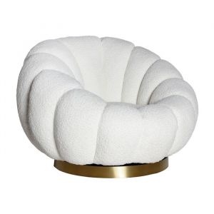 Fauteuil pivotant en coton bouclé blanc