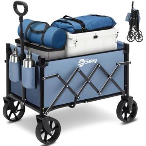 Sekey Chariot Pliable 65L 80 kg Capacité Compact Léger pour Courses avec Frein et Poignée Réglable Mini 4029, Bleu