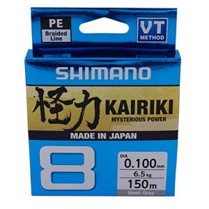 Image de Shimano Kairiki 8, 150 Meter, Gris Clair, 0.350mm/39.5kg, Fil de Pêche Tressé, 59WPLA58R1A