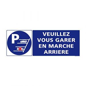 Signaletique.biz France - Panneau Parking Marche Arri&egrave;re Rectangulaire. Stationnement Marche Arri&egrave;re. Sticker Parking Marche Arri&egrave;re, pvc, Alu