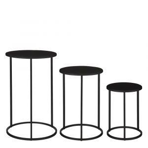 Mica Decorations Table d'appoint Quinty - Lot de 3 - H50 x &Oslash;32 cm - M&eacute;tal - Noir