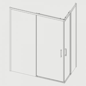 Paroi de douche accès en angle 2 verres fixes + 2 portes coulissantes YOKO 90 x 70 cm