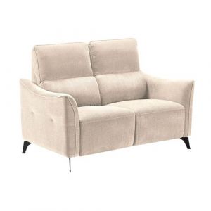 Canapé Fixe 2 Places Tissu Waterproof Beige - BURGOS - CHITRA