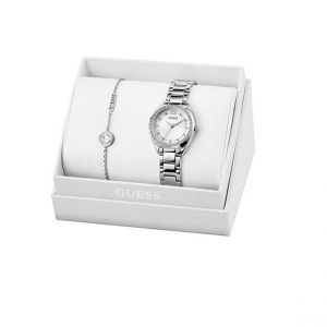 Guess Montre Femme Box Montre Et Bijou - JUBS05119JWRHS Bracelet Acier Argent