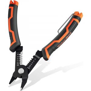 Pince &agrave; D&eacute;nuder Multifonction 2 en 1, Outil de D&eacute;nudage avec Fonction de Coupe, Design Biseaut&eacute; Courb&eacute; de 30&deg;et Verrou de S&eacute;curit&eacute; pour Usage