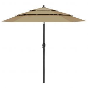 VidaXL Parasol à 3 niveaux avec mât en aluminium Taupe 2,5 m