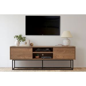 Concept-Usine Meuble TV bois et noir avec rangements HAYE