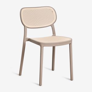 Pack de 4 chaises de salle &agrave; manger empilables en polypropyl&egrave;ne Omara Moka Brown
