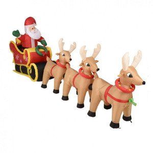 Ambiance P&egrave;re No&euml;l gonflable &agrave; LED avec tra&icirc;neau 340 cm