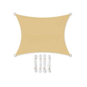 3 x 4 m voile d’ombrage hydrofuge 93% de protection uv en polyester résistant à la déchirure résistant aux intempéries pour terrasse jardin camping sable 12_0001733