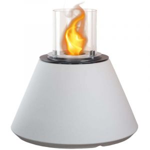 Brasero de jardin chemin&eacute;e au bio&eacute;thanol pour int&eacute;rieur et ext&eacute;rieur STROMBOLI Blanc Perle d
