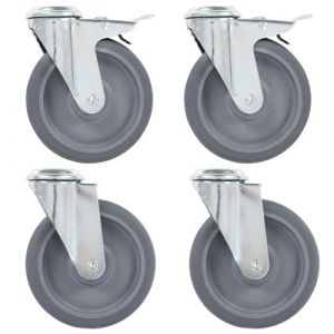 VidaXL 12x Roulettes Pivotantes Roues Fixes pour Etabli Meuble Chariot Roulant Etag&egrave;re &agrave; Livre Tables de Travail Capacit&eacute; de 35 kg 50 mm