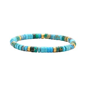 Bracelet Perles Heishi Turquoise Jaspe Vert Et Bleu