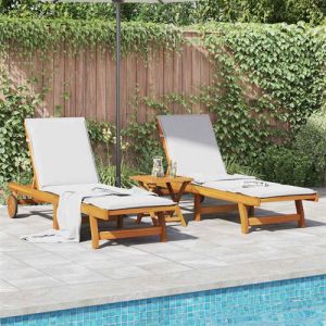 Chaises longues lot de 2 Bois d acacia solide