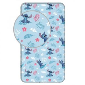 Jerry Fabrics Drap-housse Lilo et Stitch Bleu 90 x 200 cm Référence : JFK039564