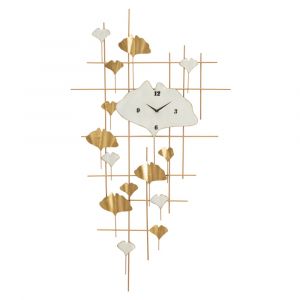 Horloge murale en métal doré 75,5x3,5x133 cm