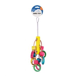 Jouet pour oiseaux anneau en corde avec cubes colorés et clochette Duvoplus Rope