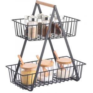 MSV Spirella Panier de Rangement &agrave; Poser Design Industriel Bois & Acier Elie Noir Mat