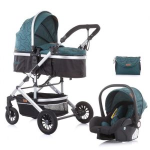 Image de ESTELLE Poussette combinée nacelle siège + cosy + sac à langer Vert