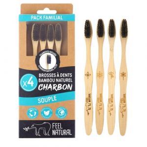 Feel Natural Lot 4 brosses à dents Charbon - Souple