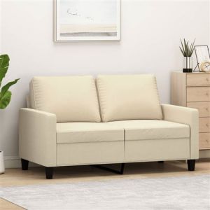VidaXL Canapé à 2 Places, Sofa de Salon avec Accoudoirs et Oreillers de Dossier, Meuble de Salle de Séjour Intérieur, Moderne, Crème Tissu