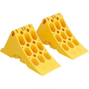 wiltec Lot de 2 Cales de roue &ndash; 393 x 160 x 193 mm &ndash; en hdpe robuste &ndash; Capacit&eacute; max. 5 t &ndash; Sabot d'arr&ecirc;t automobile pour V&eacute;hicule Remorque Voiture