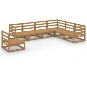 VidaXL Salon de jardin 7 pcs Marron miel Bois de pin massif