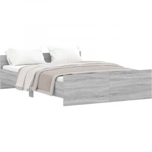 VidaXL Cadre de lit tête de lit et pied de lit sonoma gris 140x190 cm