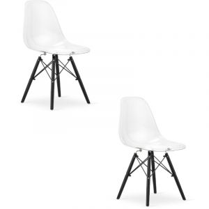 Chaise OSAKA transparente / pieds noirs x 2