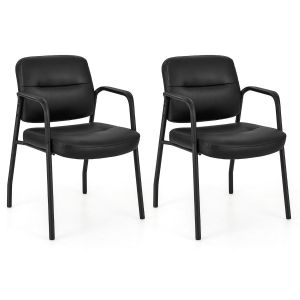 Coast 2-Piece Waiting Room Chairs Set 58x55x81 cm Black - Chaises de réception rembourrées sans roulettes