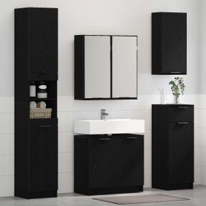 VidaXL Ensemble de mobilier de salle de bain 3 pcs Ch&ecirc;ne noir