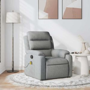 Image de VidaXL Fauteuil De Massage Inclinable Gris Clair Tissu