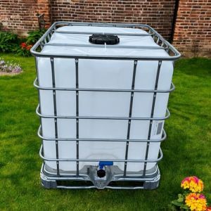 Cuve Citerne Récupérateur Eau de Pluie 1000L - IBC Palette Métallique Haute Qualité - Stockage et Récupération d’Eau