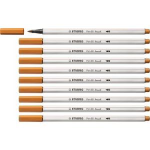 Stabilo Feutre Pinceau Pen 68 Brush - Lot x 10 feutres Dessin à Pointe Pinceau - Marron Clair