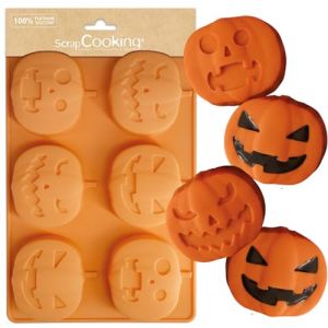 Scrapcooking Moule Silicone Citrouilles - 6 Formes Biscuits & Gâteaux - Apte Four & Congélateur - Pâtisserie Gâteau Enfant - Ustensile Souple - Halloween - 2994