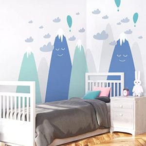 Ambiance Stickers muraux enfants - D&eacute;coration chambre b&eacute;b&eacute; - Autocollant Sticker mural g&eacute;ant enfant montagnes scandinaves haruka - 40x60cm